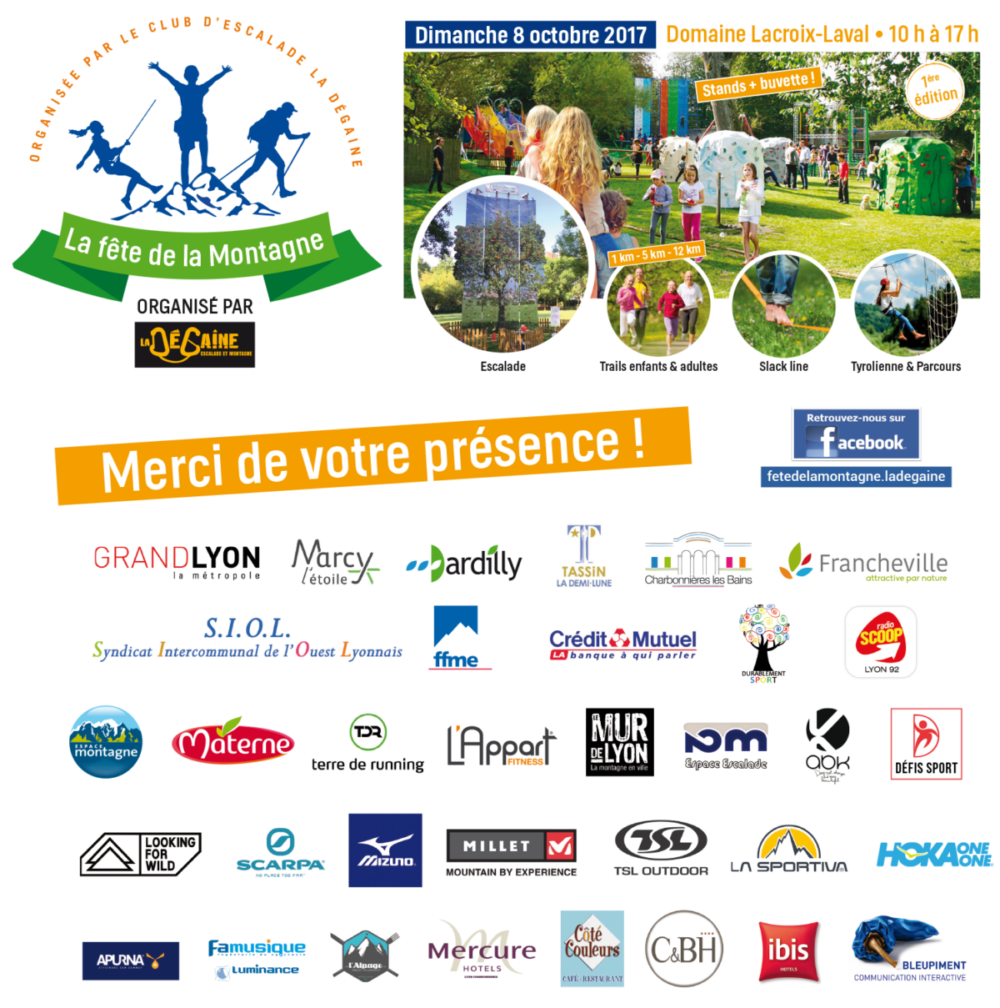 Merci à nos sponsors de la Fête de la Montagne 2017
